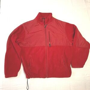 Chaps‎ Fleece Jacket Full Zip Red Colorblock Pockets Size XL